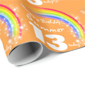 Meisjes noemen de leeftijd van de regenboogverjaar cadeaupapier (Rol Hoek)