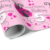 Meisjes noemen de naam age ladybug verjaardagscade cadeaupapier (Rol Hoek)