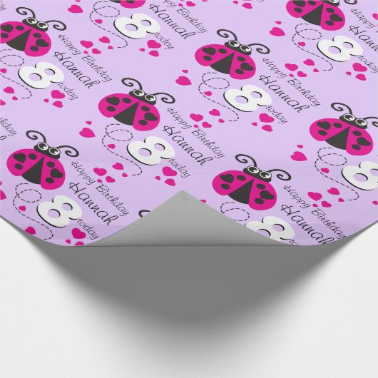 Meisjes noemen de naam age ladybug verjaardagscade cadeaupapier (Hoek)