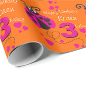 Meisjes noemen de naam age ladybug verjaardagscade cadeaupapier (Rol Hoek)