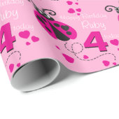Meisjes noemen de naam age ladybug verjaardagscade cadeaupapier (Rol Hoek)