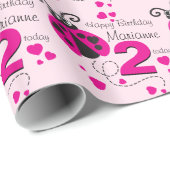 Meisjes noemen de naam age ladybug verjaardagscade cadeaupapier (Rol Hoek)