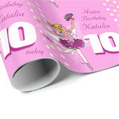 Meisjes noemen leeftijd 10 ballerina verjaardagspa cadeaupapier (Rol Hoek)