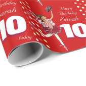 Meisjes noemen leeftijd 10 ballerina verjaardagspa cadeaupapier (Rol Hoek)