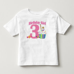 Meisjes Nummer 3 Cupcake Verjaardag T shirt
