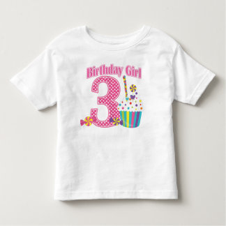 Meisjes Nummer 3 Cupcake Verjaardag T shirt