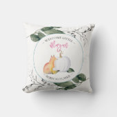 Meisjes Nursery Decor Herfst Fox & Pompoen Roze Kussen (Voorkant)