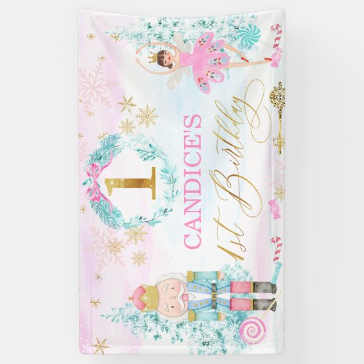 Meisjes Nutkraker Land van zoet 1e verjaardag Spandoek (Verticaal)