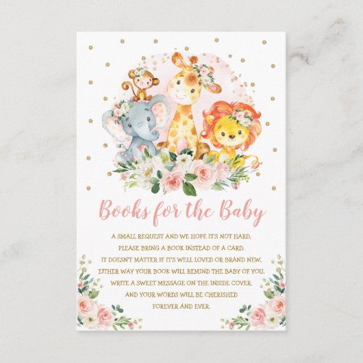 Meisjes Oerwoud Baby shower Wilde dieren brengen e Informatiekaartje (Voorkant)