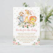 Meisjes Oerwoud Baby shower Wilde dieren brengen e Informatiekaartje (Staand voorkant)