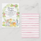 Meisjes Oerwoud Dieren Baby shower Dappere Raffle Informatiekaartje (Voorkant / Achterkant)