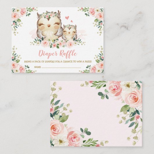 Meisjes Oerwoud Safari Wilde Dieren Luier Raffle Informatiekaartje (Voorkant / Achterkant)