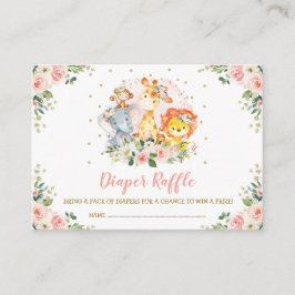 Meisjes Oerwoud Safari Wilde Dieren Luier Raffle Informatiekaartje