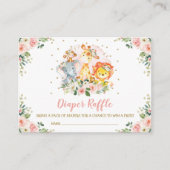 Meisjes Oerwoud Safari Wilde Dieren Luier Raffle Informatiekaartje (Voorkant)