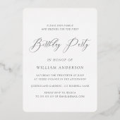 Meisjes of jongens 1e verjaardag Foto Floral Folie Uitnodiging (Achterkant)