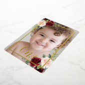 Meisjes of jongens 1e verjaardag Foto Floral Folie Uitnodiging (Gedraaid)