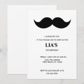 Meisjes of jongens snor verjaardagsfeestje uitnodi kaart (Voorkant / Achterkant)