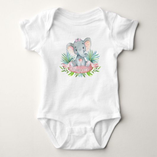 Meisjes Olifant Baby Shirten Romper (Voorkant)