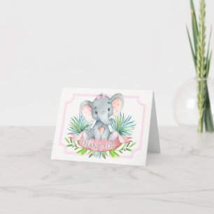 Meisjes Olifant Baby Shower Bedankkaartjes Bedankkaart