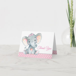 Meisjes Olifant Baby Shower Bedankkaartjes Bedankkaart