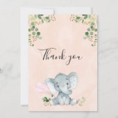 Meisjes olifant Baby shower Hartelijk dank Kaart (Achterkant)
