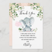 Meisjes olifant Baby shower Hartelijk dank Kaart (Voorkant / Achterkant)