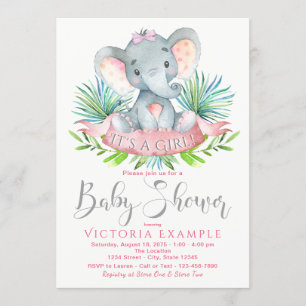 Meisjes olifant baby shower uitnodigingen