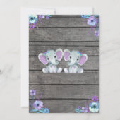 Meisjes Olifanten Baby shower Invitation rustiek b Kaart (Achterkant)