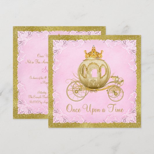 Meisjes Once Upon a Time Prinses Carriage Verjaard Kaart (Voorkant / Achterkant)