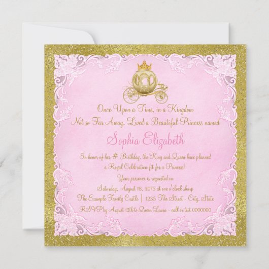 Meisjes Once Upon a Time Prinses Carriage Verjaard Kaart (Achterkant)