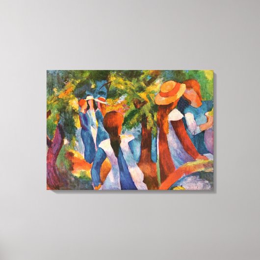 Meisjes Onder de Bomen August Macke Canvas Afdruk (Voorkant)