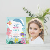 Meisjes onder de zee vier oceaan dolfijn foto 4e kaart (Staand voorkant)