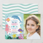 Meisjes onder de zee vier oceaan dolfijn foto 4e kaart (Voorkant / Achterkant)