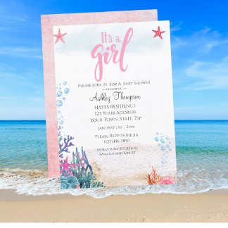 Meisjes onder het Baby shower Waterverf Zee Kaart