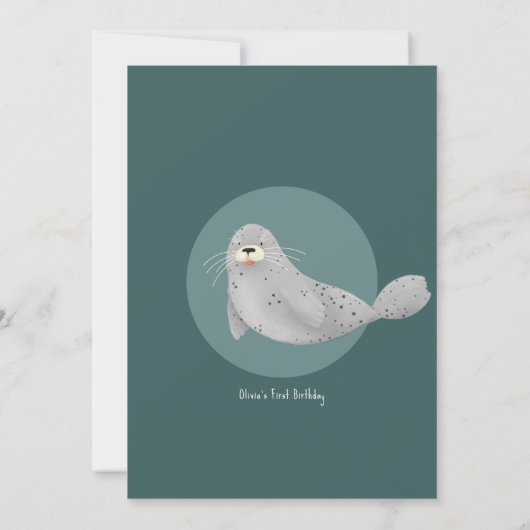 Meisjes onder het Zee Ocean Seal 1st Birthday Kaart (Achterkant)