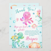 Meisjes onder het Zee Verjaardag Dank je kaart (Voorkant / Achterkant)