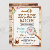 Meisjes ontsnappingskamer uitnodiging (Voorkant / Achterkant)