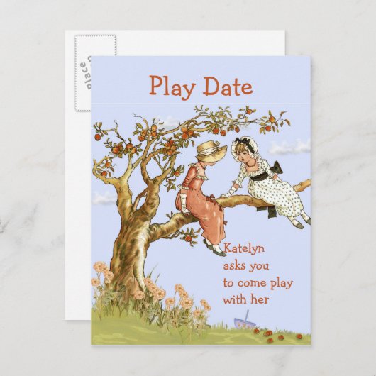 Meisjes op afspeeldatum Uitnodiging  meisjes (Voorkant / Achterkant)