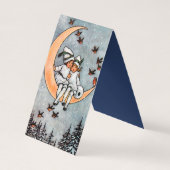 Meisjes op de kerst-feestelijke Moon-uitnodiging Visitekaartje (Achterkant)