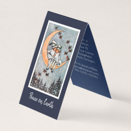 Meisjes op de kerst-feestelijke Moon-uitnodiging Visitekaartje