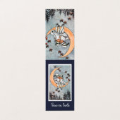 Meisjes op de kerst-feestelijke Moon-uitnodiging Visitekaartje (Buitenkant ongevouwen)