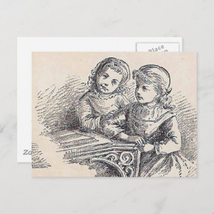 Meisjes op de pagina Gemakkelijk te lezen in Hoesj Briefkaart