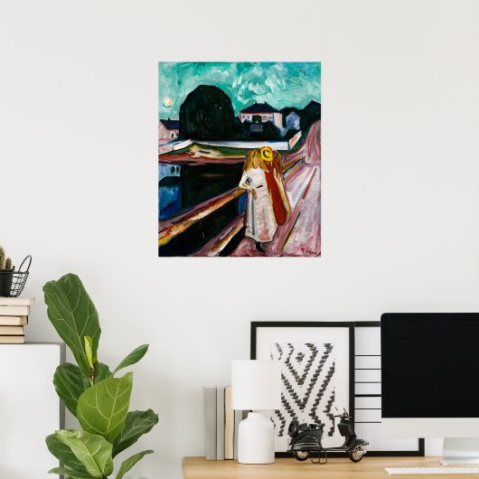 Meisjes op de pier van Edvard Munch Poster (Thuiskantoor)