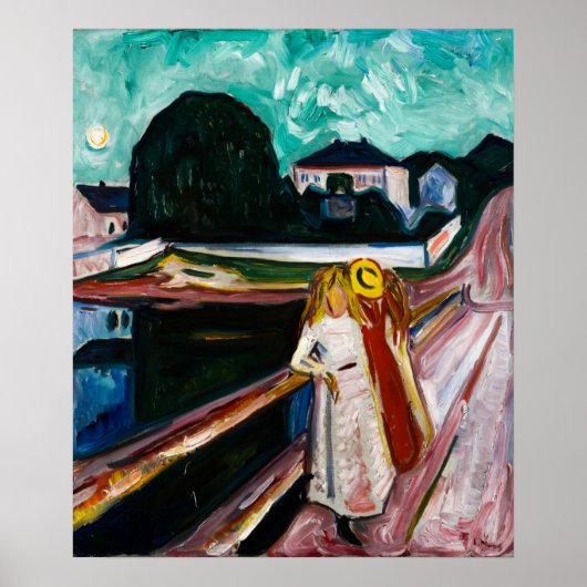 Meisjes op de pier van Edvard Munch Poster (Voorkant)