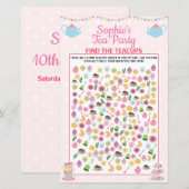 Meisjes op de verjaardag Tea Party vindt het thees (Voorkant / Achterkant)