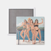 Meisjes op een jacht magneet (Voorkant / Achterkant)