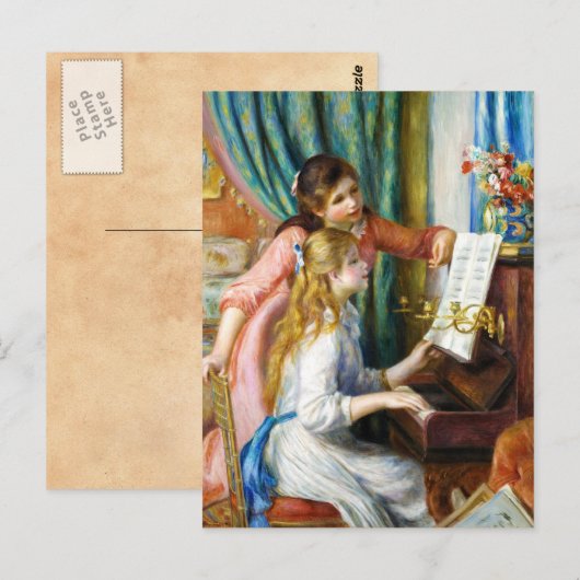 Meisjes op het schilderij Piano Pierre Auguste Ren Briefkaart (Voorkant / Achterkant)