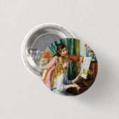 Meisjes op het schilderij Piano Pierre Auguste Ren Ronde Button 3,2 Cm (Voorkant /achterkant)