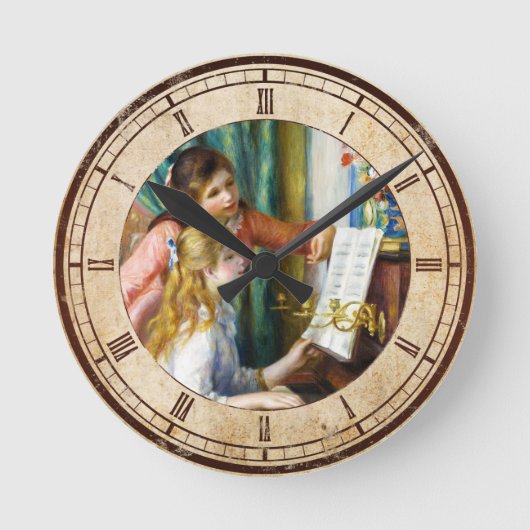 Meisjes op het schilderij Piano Pierre Auguste Ren Ronde Klok (Voorkant)
