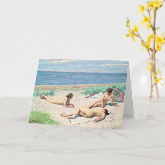 Meisjes op het strand | Paul Fischer Kaart (Gele Bloem)